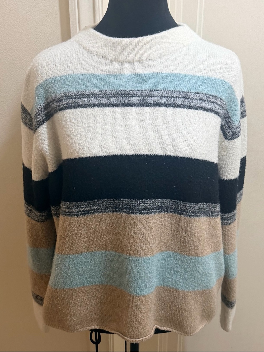 Rain + Rose Multicolored Striped Crewneck Pullover Sweater - Size M